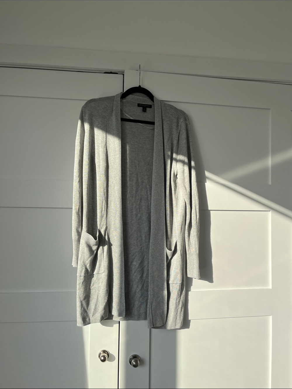 Banana Republic Light Gray Open-Front Cardigan